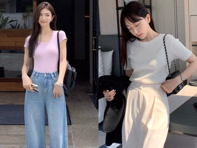 Áo thun trơn là item đa năng, dễ dàng kết hợp với nhiều trang phục khác nhau từ đi làm đến đi chơi.